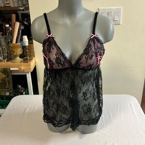 Victoria’s Secret Sexy Little Thing Black Lace Chemise in Size Medium